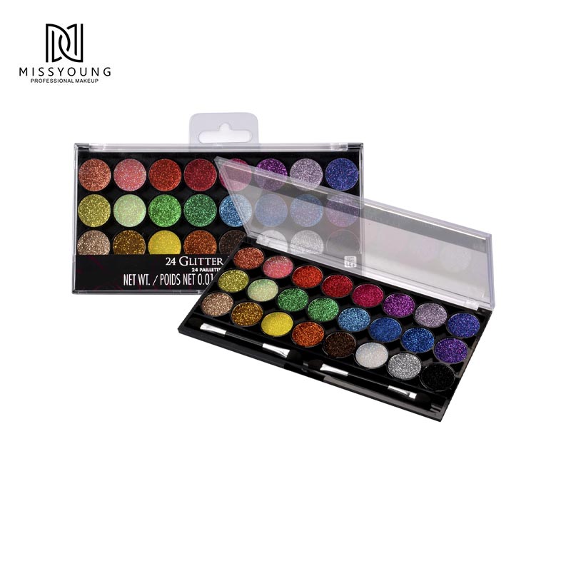 Missyoung Paleta de sombras de ojos con purpurina de 24 colores