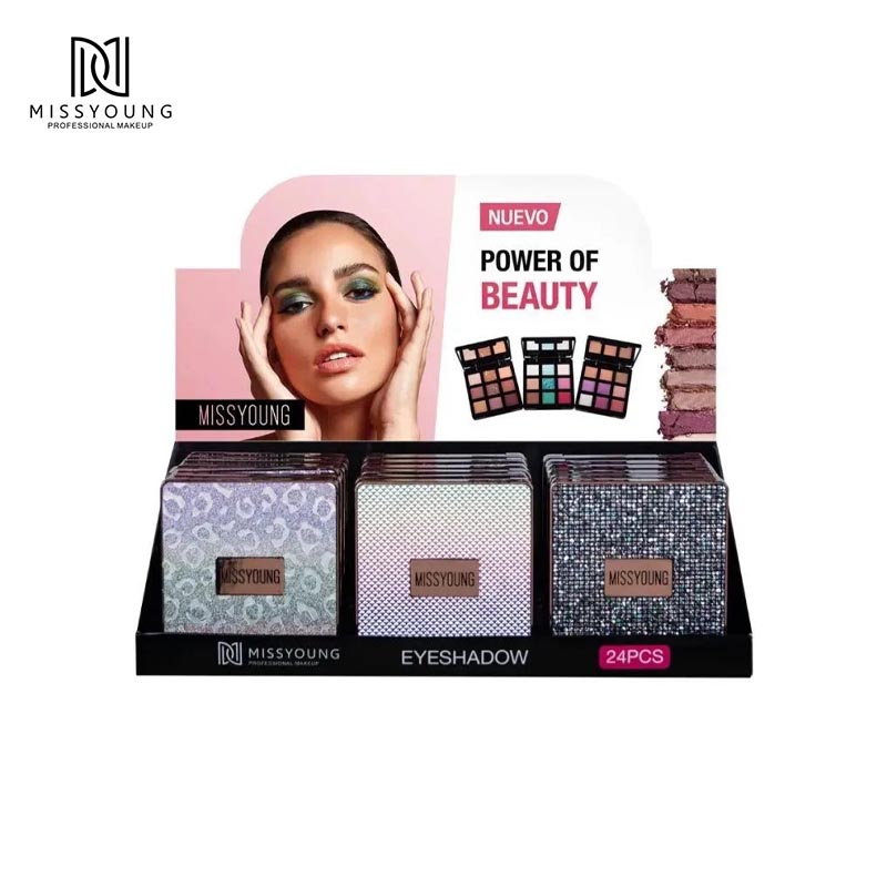 Alta calidad, 9 colores, sombra de ojos con purpurina personalizada, paleta de sombras de ojos delicada con espejo