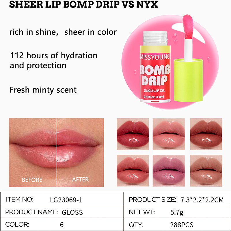 Suministro Sheer Lip Bomp Drip Vs Nyx Maker LG23069-1