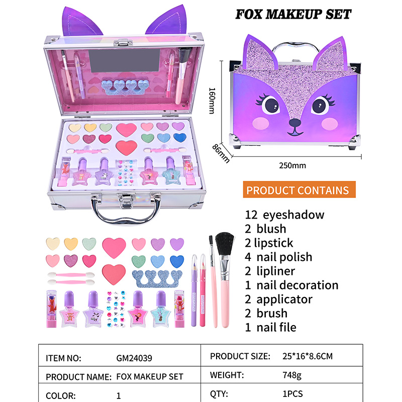 Diseño barato Fox Makeup Set rubor lápiz labial delineador de labios GM24039