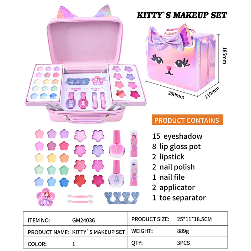 Juego de maquillaje Kitty's de alta calidad, lápiz labial, sombra de ojos GM24036