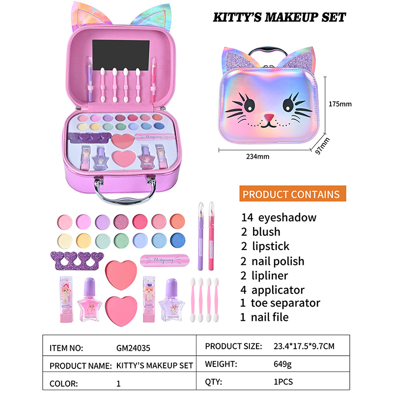 Kitty's Makeup Set Sombra de ojos Rubor Lápiz labial Esmalte de uñas GM24035