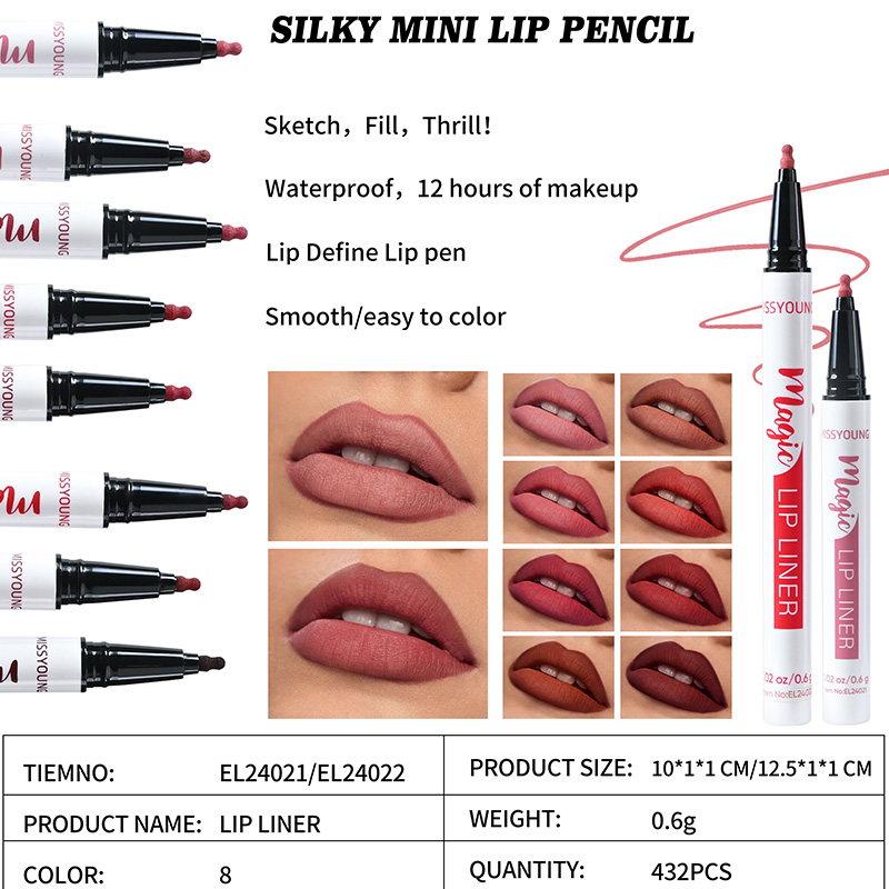 Lápiz labial Silky Mini resistente al agua y fácil de colorear EL24021/EL24022