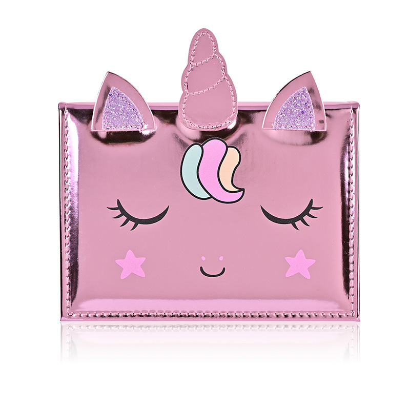 Paleta de maquillaje para niños con diseño de cuaderno de cuero de unicornio de dibujos animados CPD24007