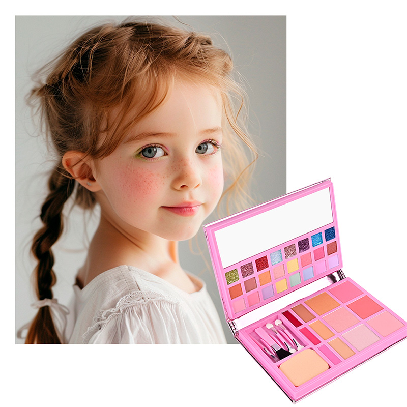 Paleta de maquillaje para niños con diseño de cuaderno de cuero de unicornio de dibujos animados CPD24007