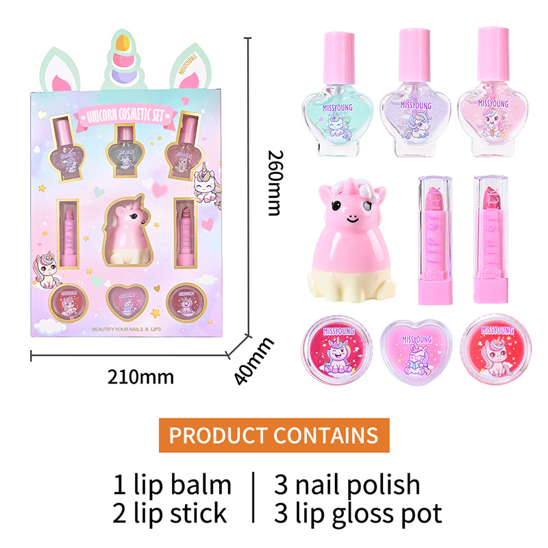 Set de cosméticos divertido unicornio con diseño de dibujos animados GM23122