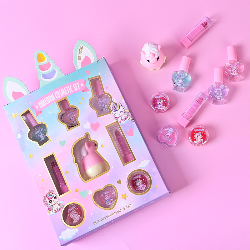 Set de cosméticos divertido unicornio con diseño de dibujos animados GM23122